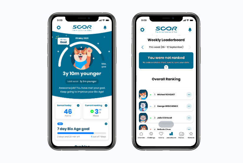 Figure 4: Sample home screen and leaderboard from Good Life SCOR app